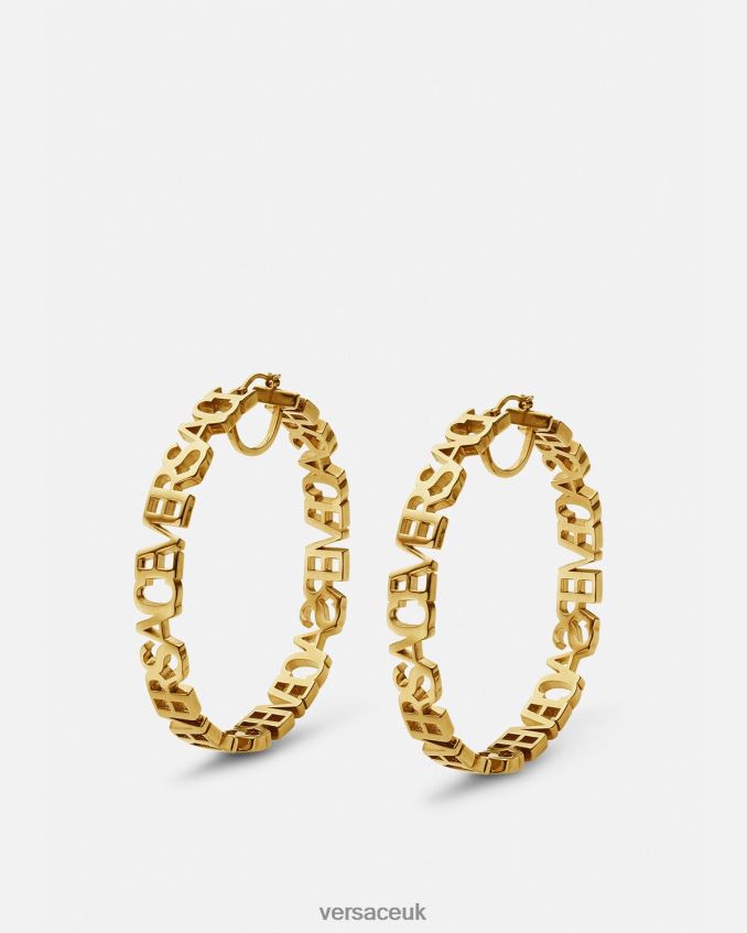 Women Versace Logo Hoop Earrings 6D2D06803 Gold Accessories