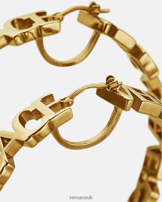 Women Versace Logo Hoop Earrings 6D2D06803 Gold Accessories