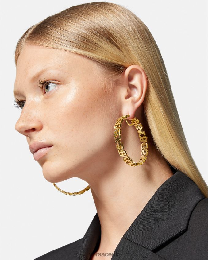 Women Versace Logo Hoop Earrings 6D2D06803 Gold Accessories