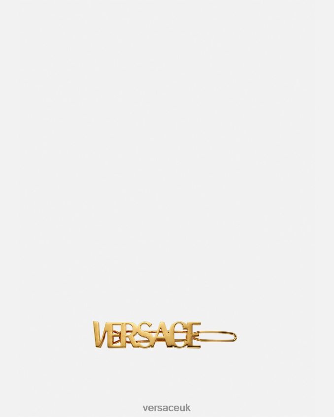 Women Versace Logo Left Hair Clip 6D2D06849 Gold Accessories