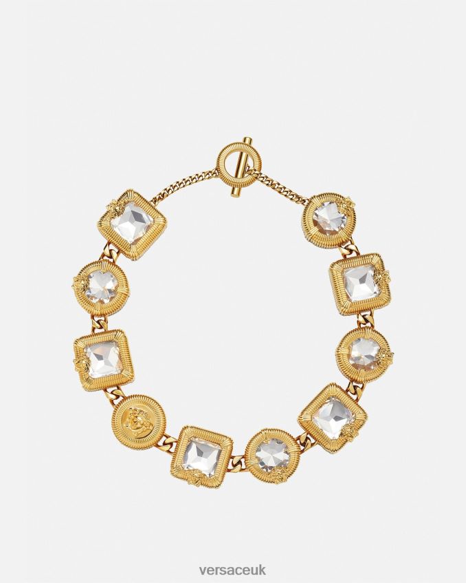 Women Versace Medusa Biggie Crystal Necklace 6D2D06847 Gold Accessories