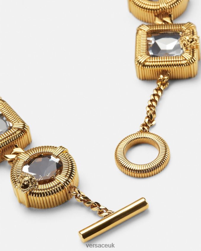 Women Versace Medusa Biggie Crystal Necklace 6D2D06847 Gold Accessories