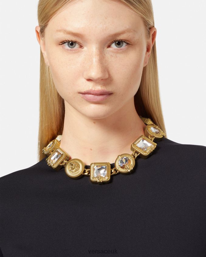 Women Versace Medusa Biggie Crystal Necklace 6D2D06847 Gold Accessories