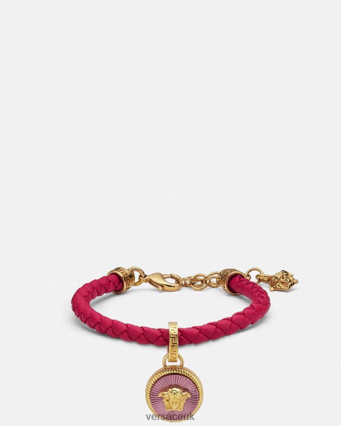 Women Versace Medusa Biggie Leather Bracelet 6D2D06729 Fuchsia Accessories