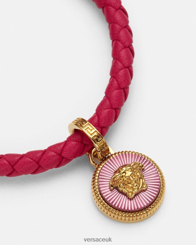 Women Versace Medusa Biggie Leather Bracelet 6D2D06729 Fuchsia Accessories