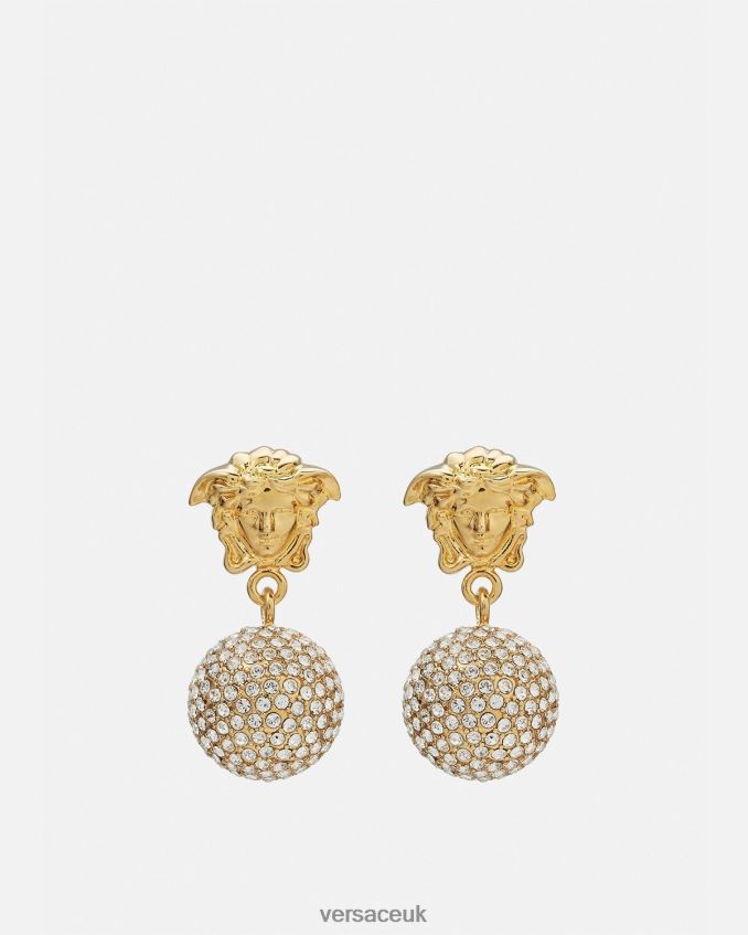 Women Versace Medusa Crystal Ball Earrings 6D2D06776 Gold Accessories