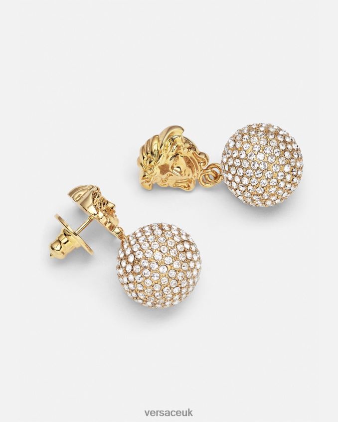 Women Versace Medusa Crystal Ball Earrings 6D2D06776 Gold Accessories