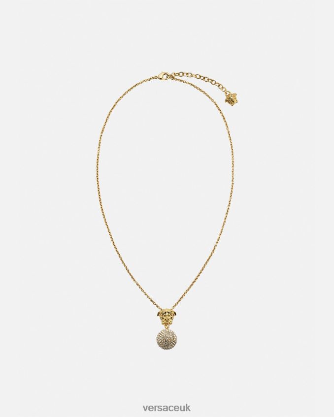 Women Versace Medusa Crystal Ball Necklace 6D2D06771 Gold Accessories