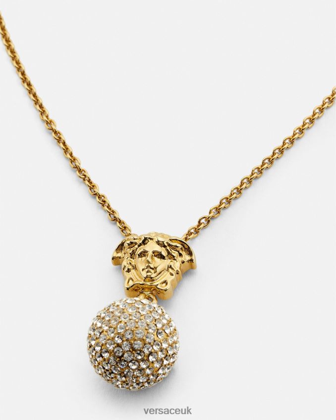 Women Versace Medusa Crystal Ball Necklace 6D2D06771 Gold Accessories