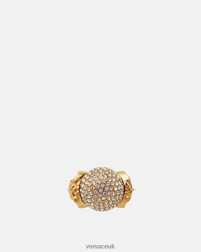 Women Versace Medusa Crystal Ball Ring 6D2D06779 Gold Accessories