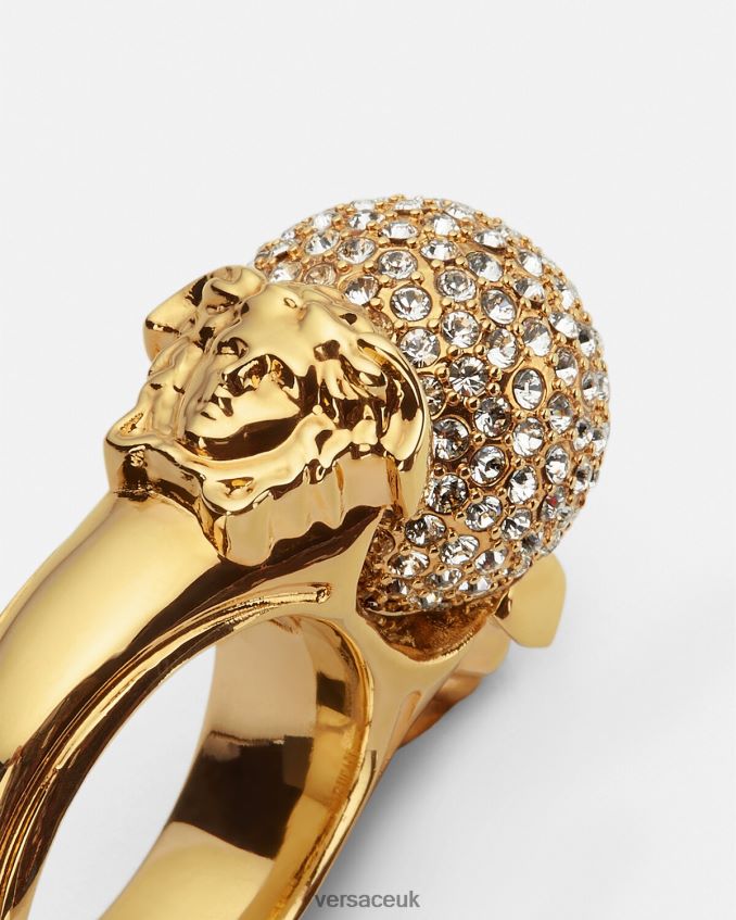 Women Versace Medusa Crystal Ball Ring 6D2D06779 Gold Accessories