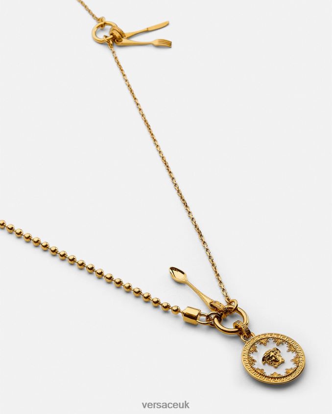 Women Versace Medusa Cutlery Necklace 6D2D06818 White Accessories