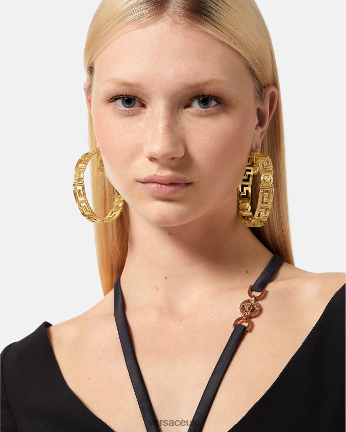 Women Versace Medusa Greca Hoop Earrings 6D2D06832 Gold Accessories