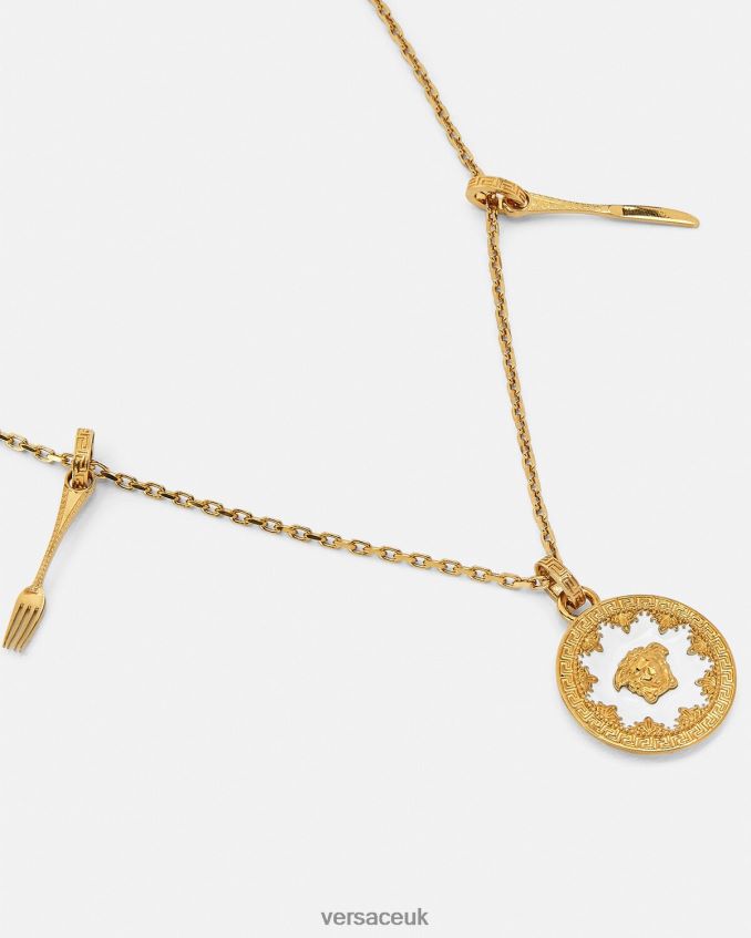 Women Versace Medusa Plate Necklace 6D2D06815 White Accessories