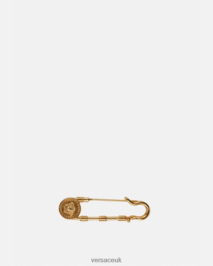 Women Versace Safety Pin Brooch 6D2D06799 Tribute Gold Accessories