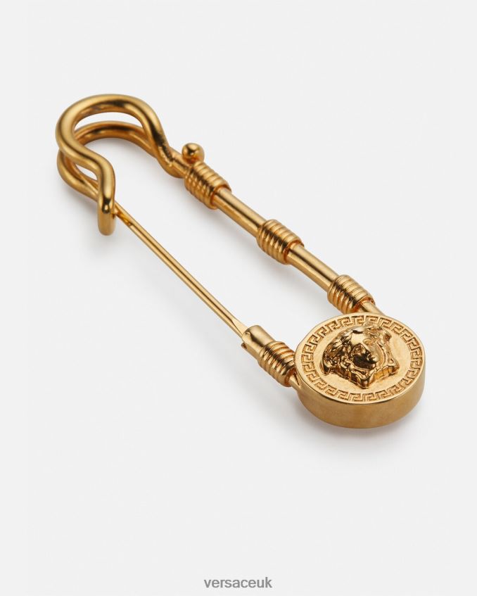 Women Versace Safety Pin Brooch 6D2D06799 Tribute Gold Accessories