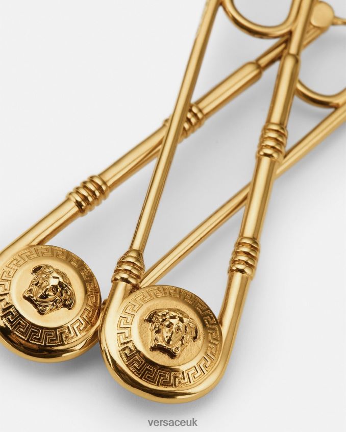 Women Versace Safety Pin Earrings 6D2D06798 Gold Accessories