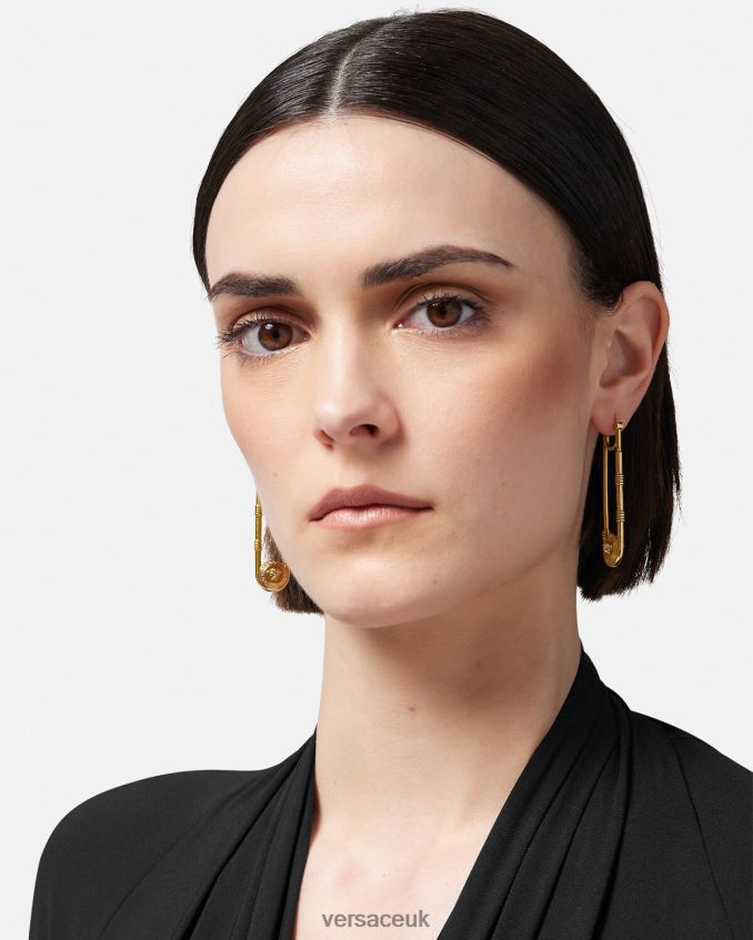 Women Versace Safety Pin Earrings 6D2D06798 Gold Accessories