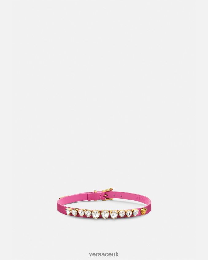 Women Versace Satin Crystal Heart Choker 6D2D06827 Pink Accessories