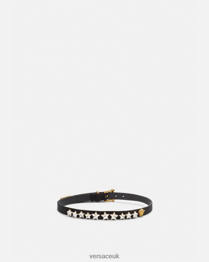 Women Versace Satin Crystal Star Choker 6D2D06826 Black Accessories