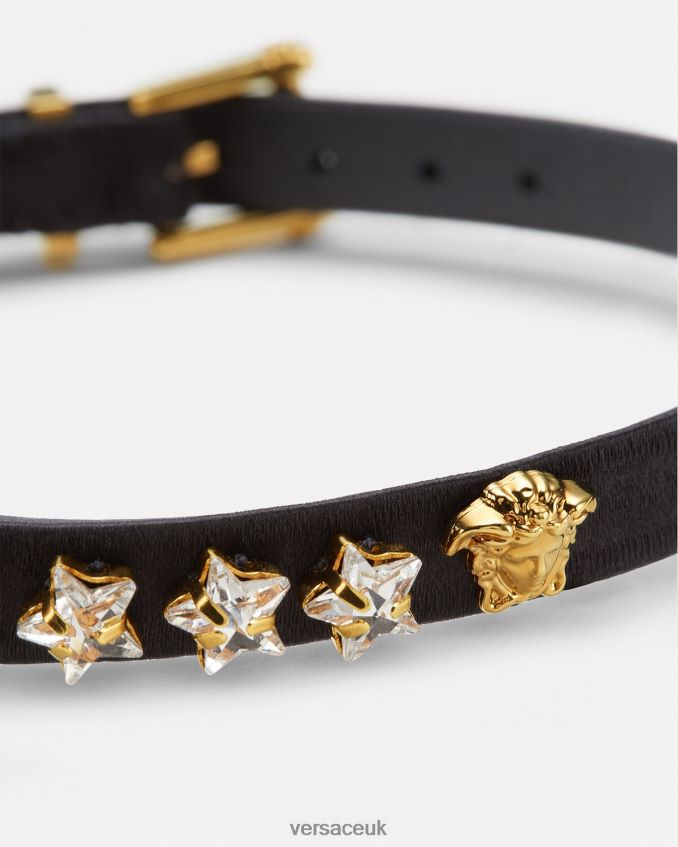Women Versace Satin Crystal Star Choker 6D2D06826 Black Accessories