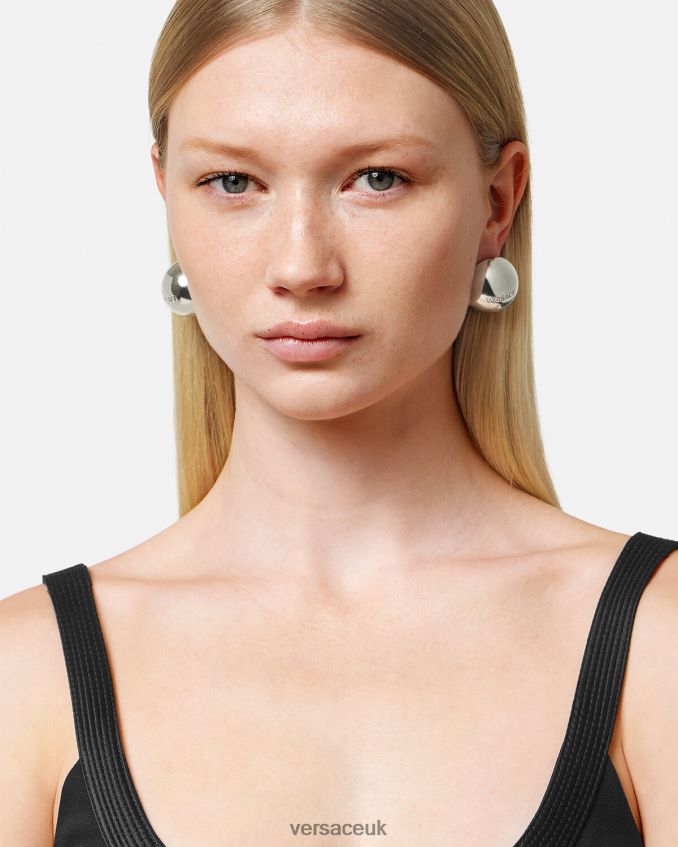 Women Versace Sphere Tiles Earrings 6D2D06808 Silver Accessories