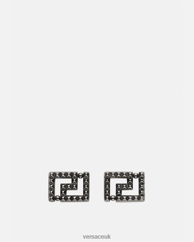 Women Versace Studded Greca Earrings 6D2D06765 Silver Accessories