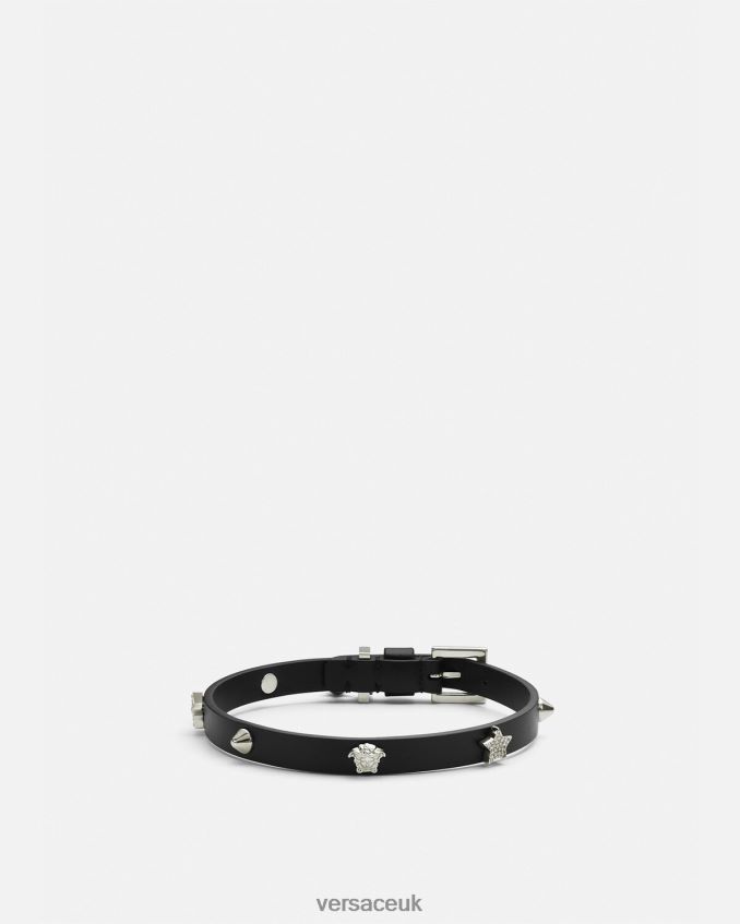 Women Versace Studded Leather Choker 6D2D06840 Black Accessories