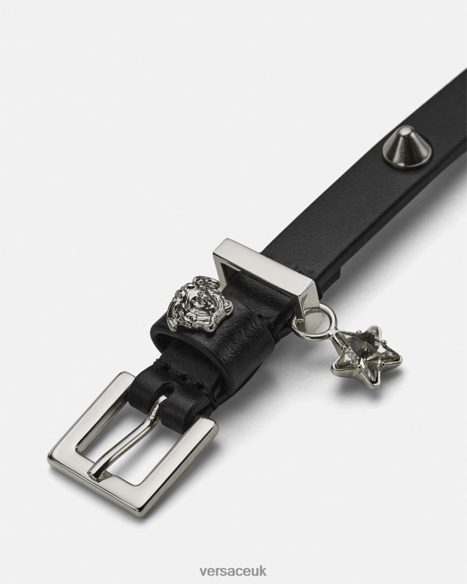 Women Versace Studded Leather Choker 6D2D06840 Black Accessories