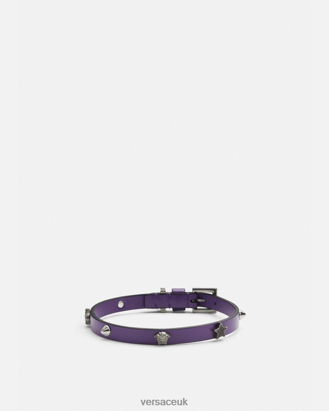 Women Versace Studded Leather Choker 6D2D06841 Lilac Accessories