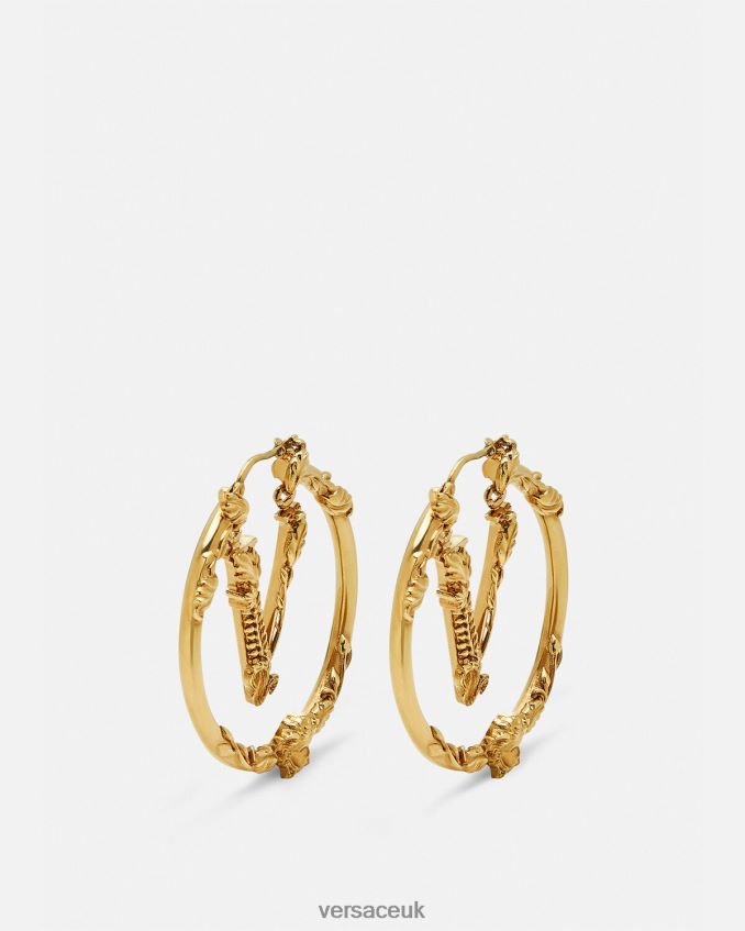 Women Versace Virtus Hoop Earrings 6D2D06814 Gold Accessories
