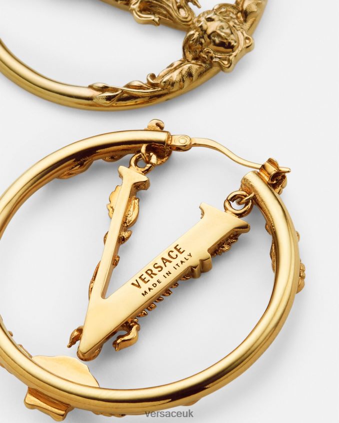 Women Versace Virtus Hoop Earrings 6D2D06814 Gold Accessories