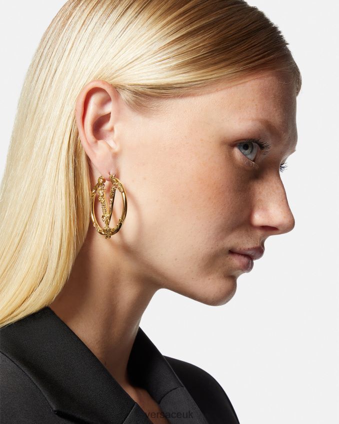 Women Versace Virtus Hoop Earrings 6D2D06814 Gold Accessories