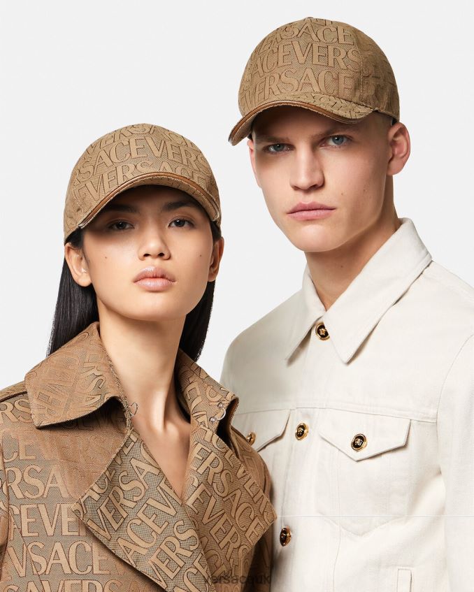 Women Versace Allover Baseball Cap 6D2D06868 Brown Accessories