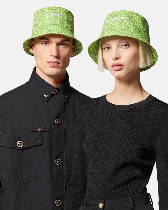 Women Versace Allover Bucket Hat 6D2D06905 Green & Print Accessories