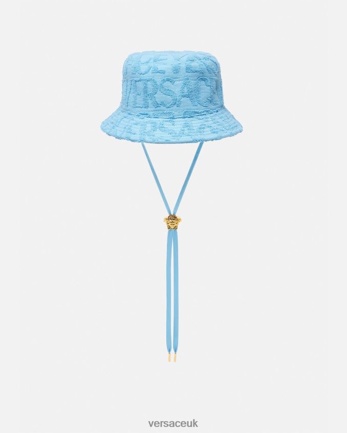 Women Versace Allover Towel Bucket Hat 6D2D06858 Light Blue Accessories