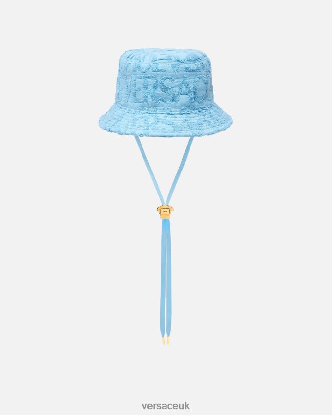 Women Versace Allover Towel Bucket Hat 6D2D06858 Light Blue Accessories