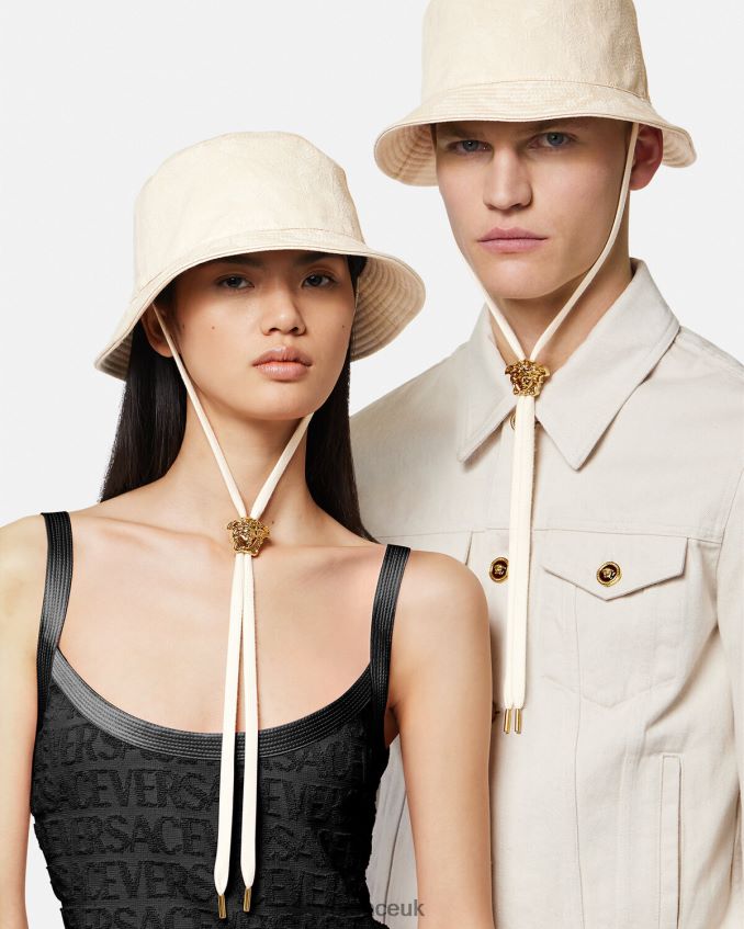 Women Versace Barocco Silhouette Bucket Hat 6D2D06870 Beige Accessories