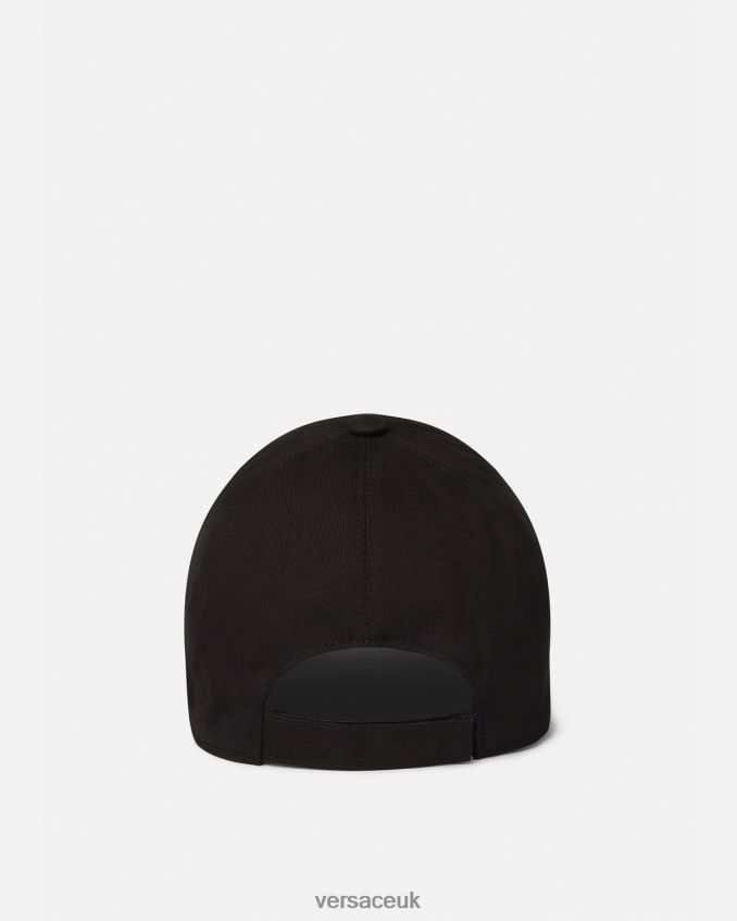 Women Versace Embroidered Logo Cap 6D2D06878 Black Accessories