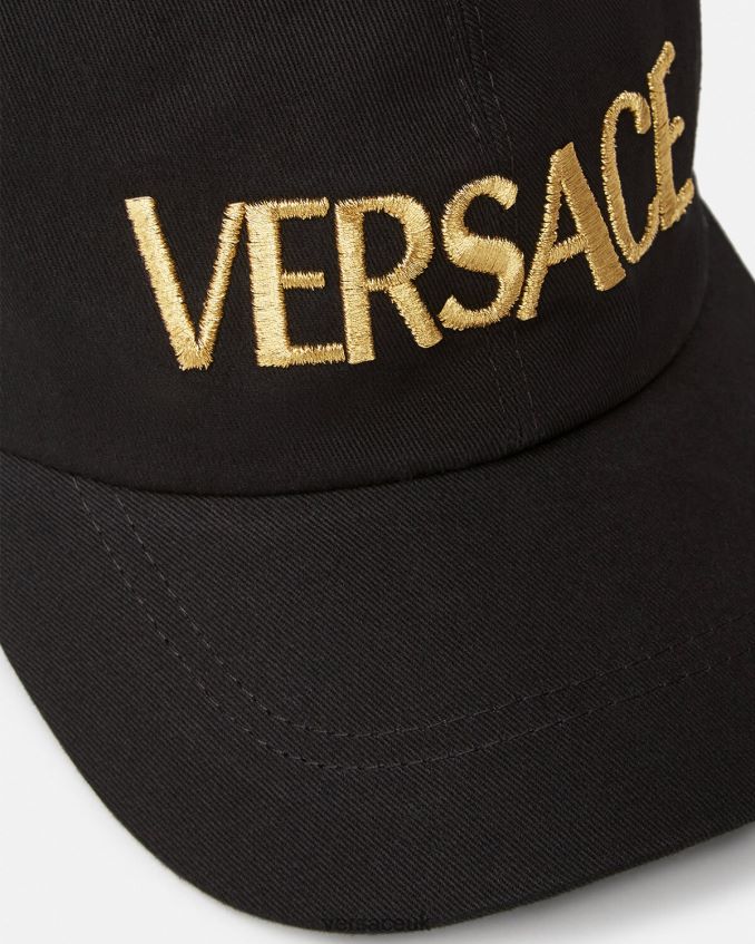 Women Versace Embroidered Logo Cap 6D2D06878 Black Accessories