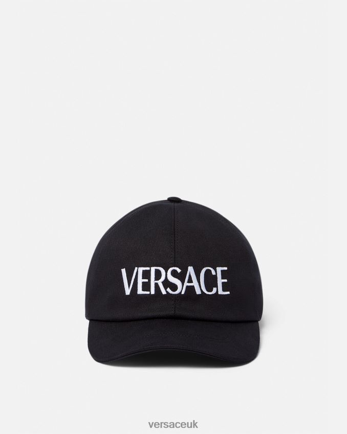 Women Versace Embroidered Logo Cap 6D2D06879 Black Accessories