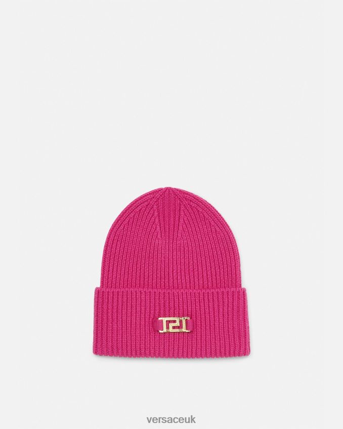 Women Versace Greca Ribbed Beanie 6D2D06877 Fuchsia Accessories