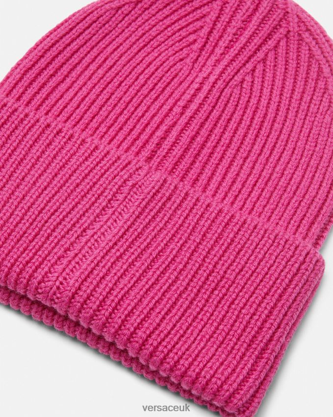 Women Versace Greca Ribbed Beanie 6D2D06877 Fuchsia Accessories