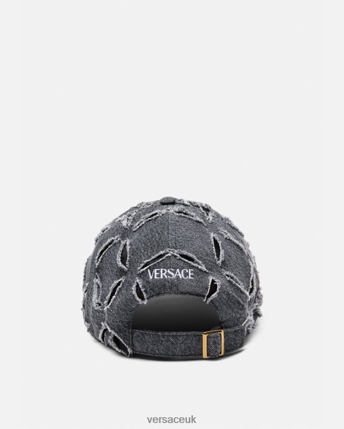Women Versace Logo Slashed Baseball Cap 6D2D06910 Gray Accessories