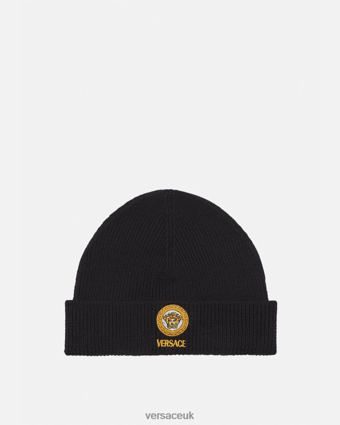 Women Versace Medusa Logo Knit Beanie 6D2D06907 Black Accessories