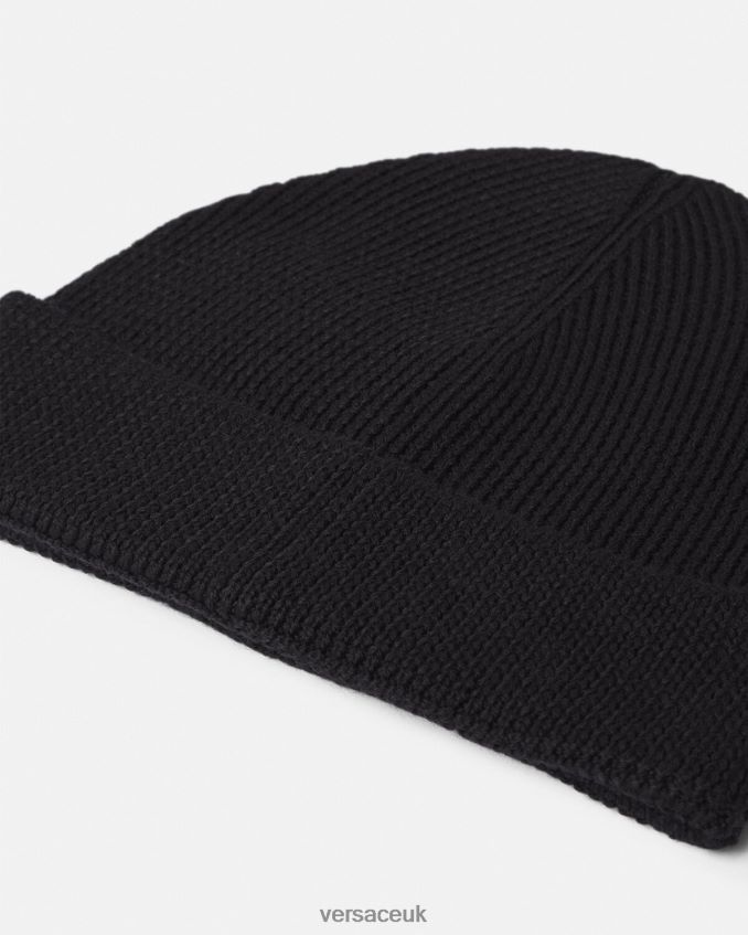 Women Versace Medusa Logo Knit Beanie 6D2D06907 Black Accessories