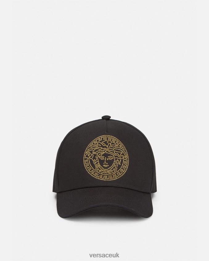 Women Versace Studded Medusa Baseball Cap 6D2D06881 Black Accessories
