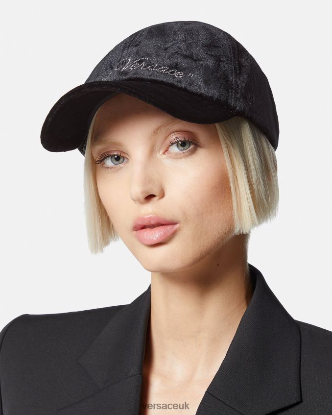 Women Versace Velvet Baseball Cap 6D2D06911 Black Accessories