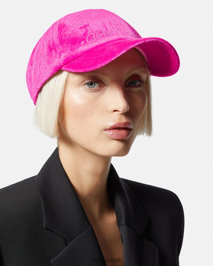 Women Versace Velvet Baseball Cap 6D2D06912 Fuchsia Accessories