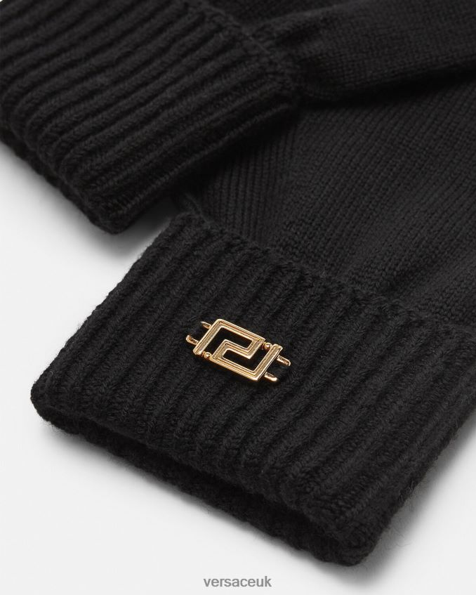 Women Versace Greca Knit Gloves 6D2D06875 Black Accessories